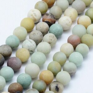 6MM Frosted Amazonite Beads-ONE Gemstone Bead Strand-Jewelry Making Supplies NWT